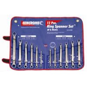 Kincrome Ring Spanner Set 12 Piece AF and Metric