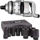 Shinano SI1770T 1 Inch Air Impact Wrench c/w 1 Inch 9 Piece Imperial Socket Set